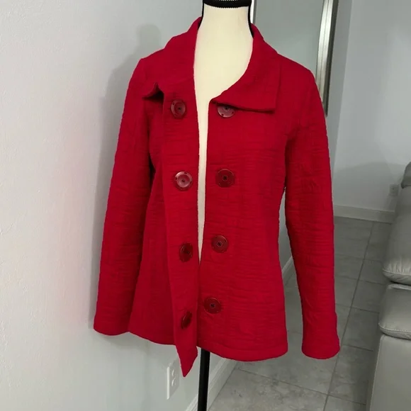 Habitat Women's Bold Red Pea Coat - Picture 2 of 7